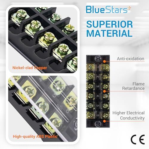5 Packs 6 Positions Terminal Strip Blocks 600V 25A with Cover and 5 Packs 400…
