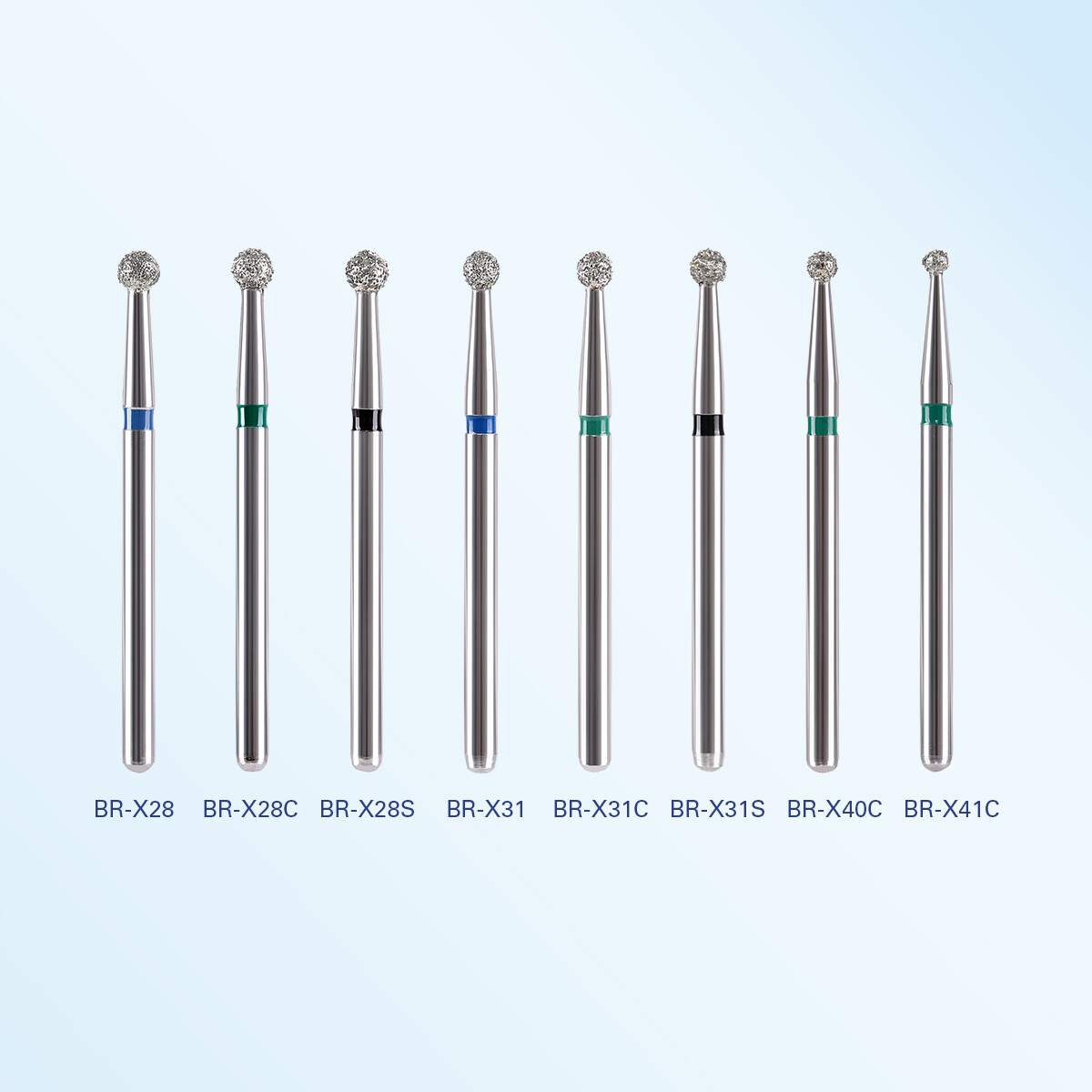 10Pcs AZDENT Dental Diamond Burs Ball Round For High Speed Handpiece FG 1.6mm