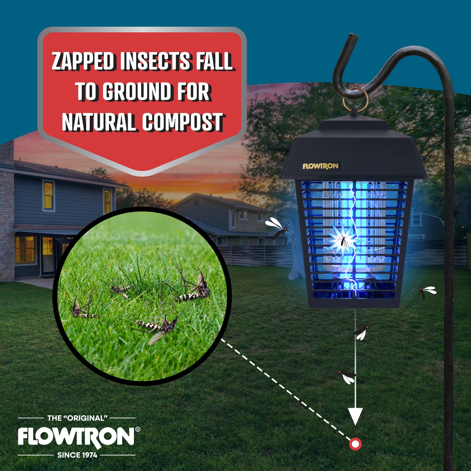 Flowtron Bug Zapper, 1/2 Acre of Coverage w/15W Bulb & 5600V Instant Killing
