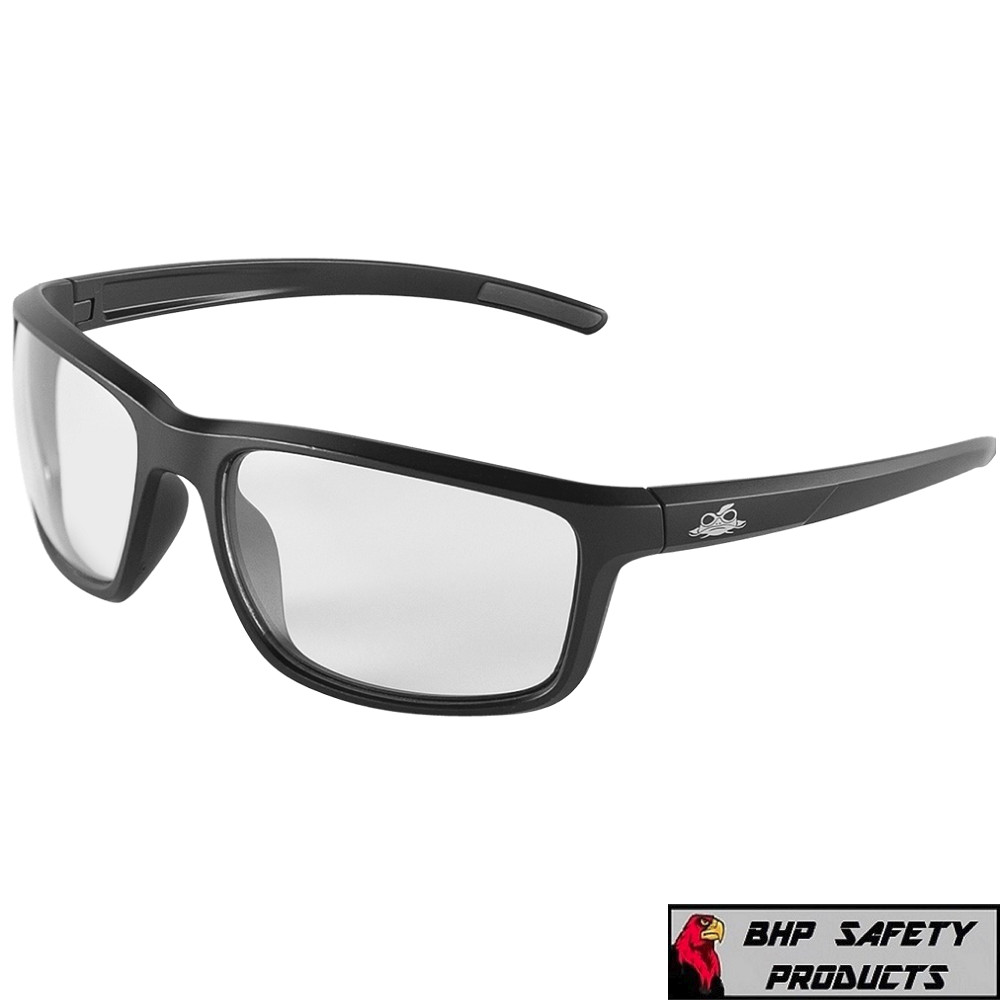 Bullhead Pompano Clear Anti Fog Lens Matte/Black Square Safety Glasses Z87+