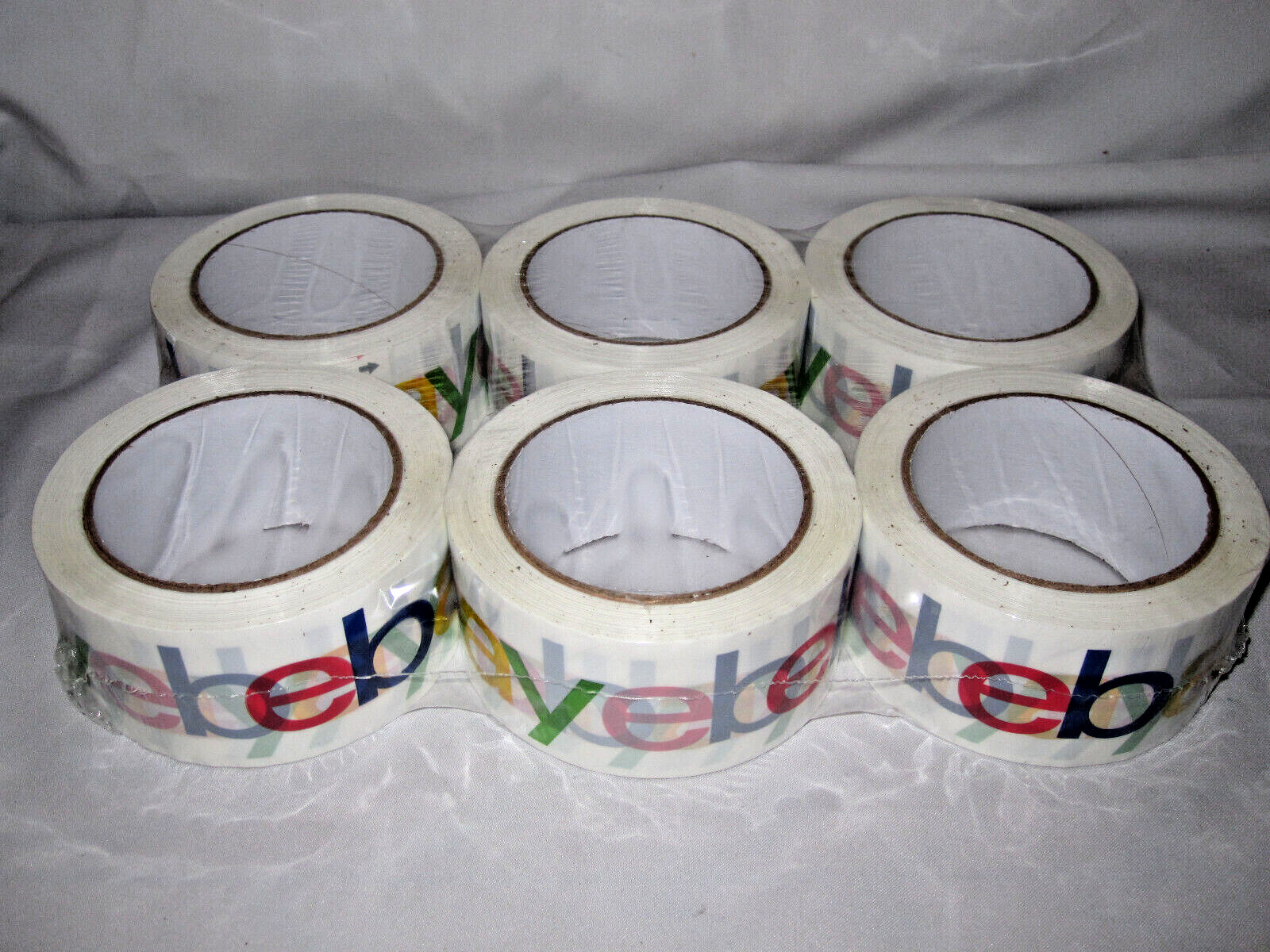 Six (6) Rolls eBay Branded Logo BOPP Shipping Tape 75 yards x 2 ” multicolor