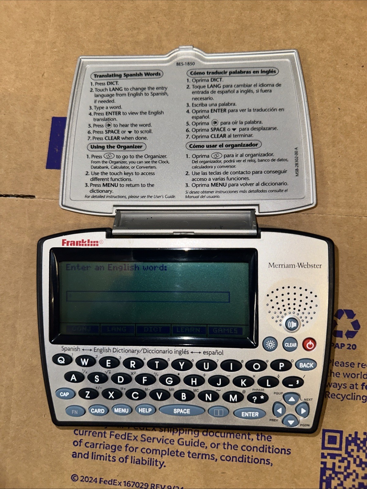 Franklin BES-1850 Digital Electronic Speaking Spanish/English Dictionary