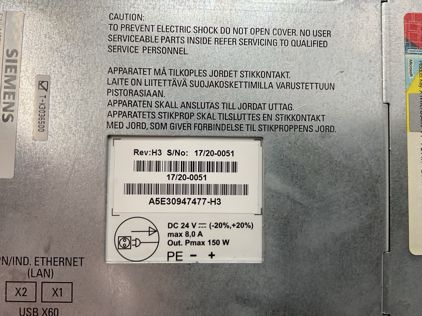 Siemens SINUMERIK PCU 50.5-C 6FC5210-0DF52-2AA0 1.8GHz 1GB CNC 840D Operator