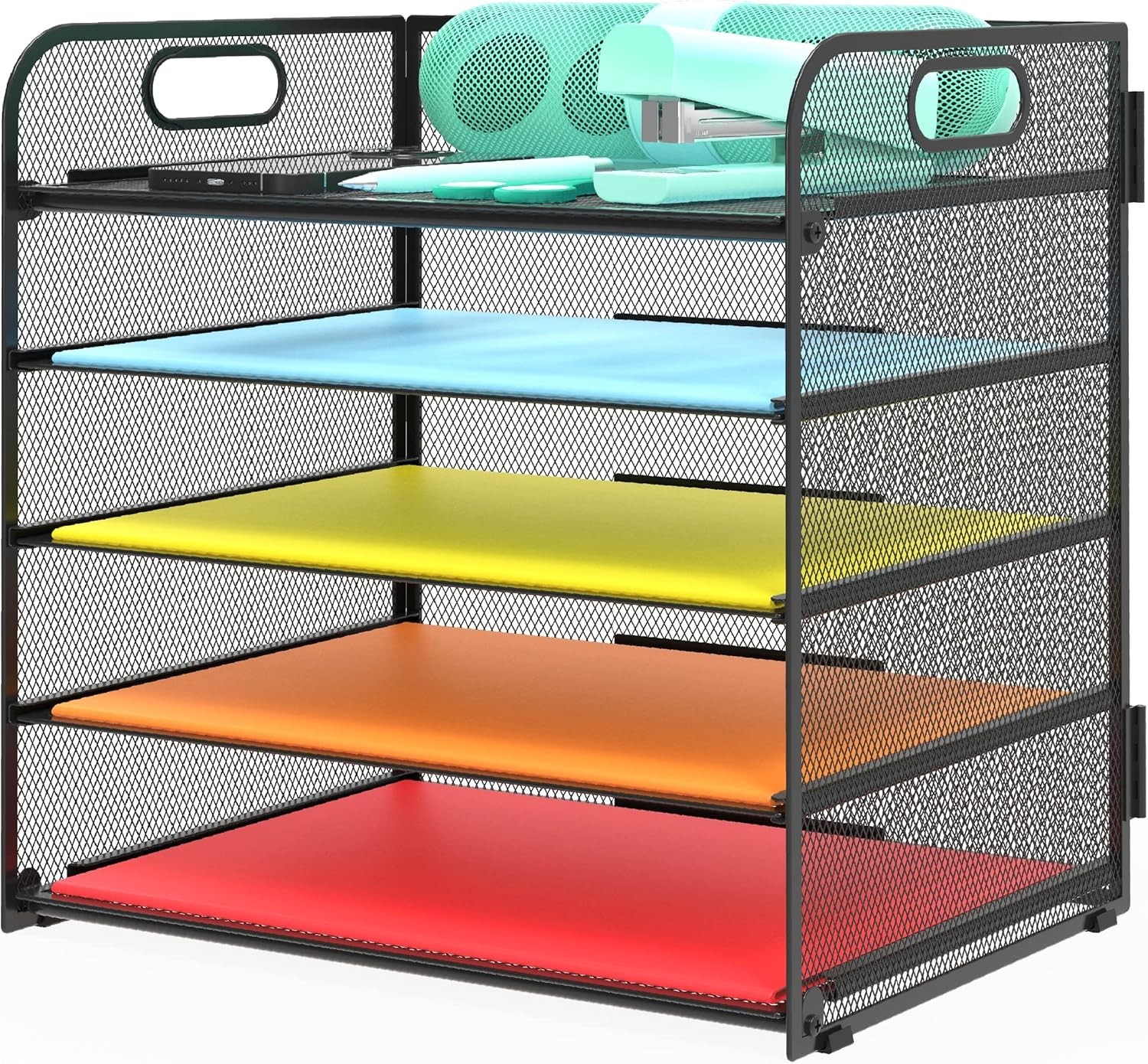 Efficient 5-Tier Paper Organizer – Lightweight Metal Holder for Easy Access