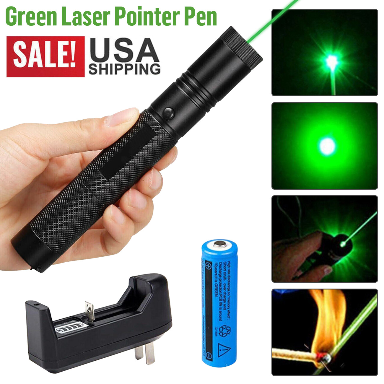 9900Miles 532nm Green Laser Pointer Pen Light Astronomy Beam Rechargeable Lazer