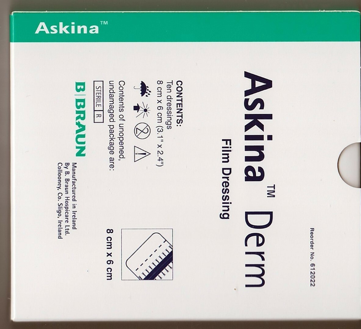 NEW NIB Askina Derm Film Dressing Size 8cm X 6cm Exp 11/2025 – 10 in Each Box