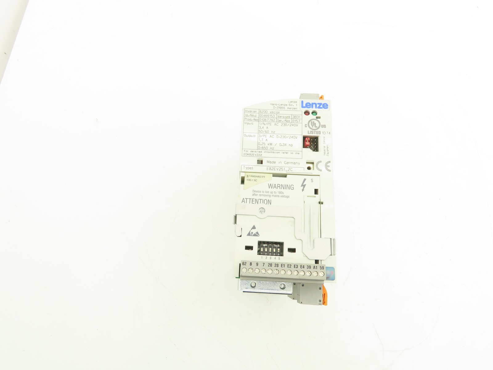 Lenze E82EV251_2C AC Drive Frequency Inverter VFD .25kW/.34Hp 230V 3PH