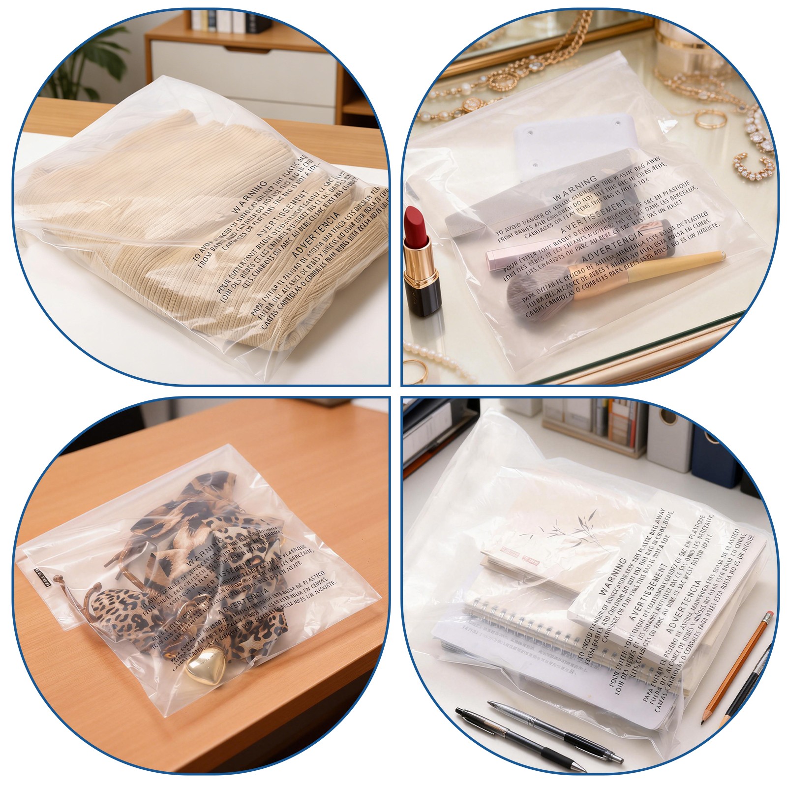 Clear Poly shipping Bags with Suffocation Warning -10X13,11×14,12×15,14×20,18×24