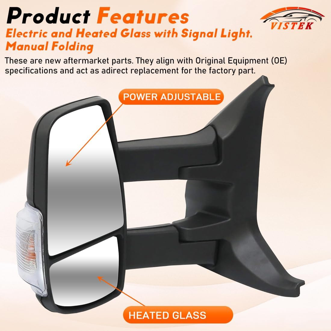 Power Heated Door Mirror & Driver Side View Mirror FIT Ford Transit 150 250 350