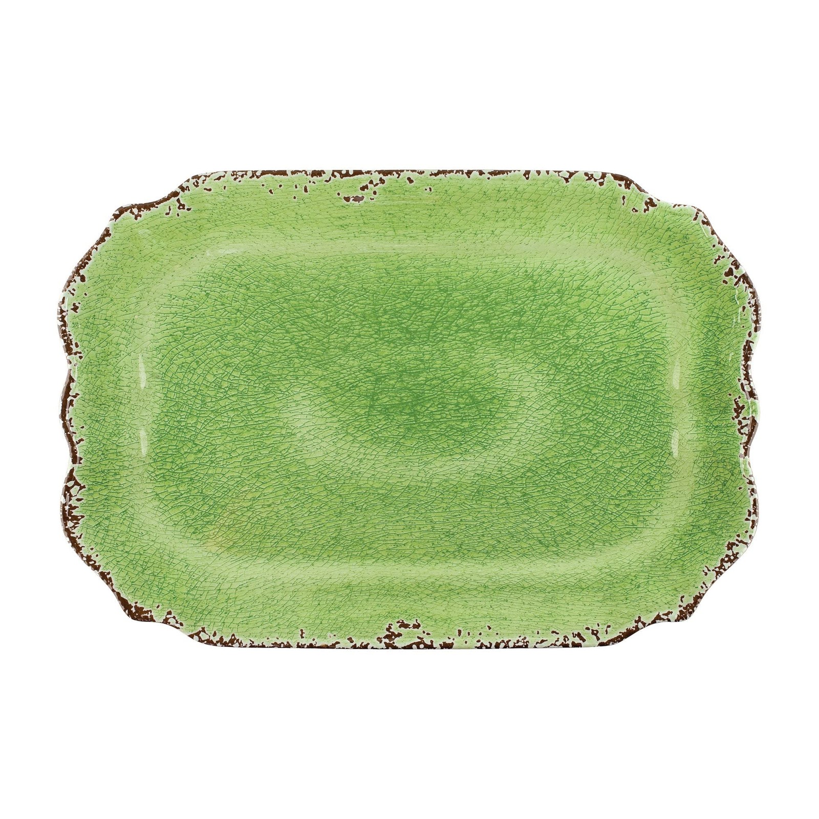 Supreme Housewares Crackle Melamine Serving Tray Bpa-Free Rustic Rectangular
