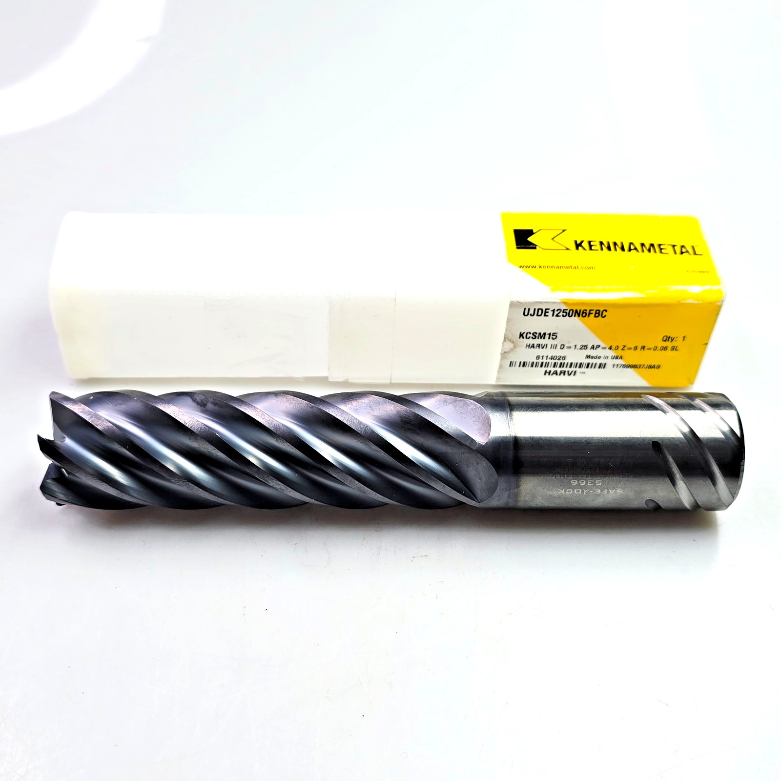 Kennametal 1-1/4″ x 1.25 x 4 x 7 R.06 Solid Carbide End Mill UJDE1250N6FBC