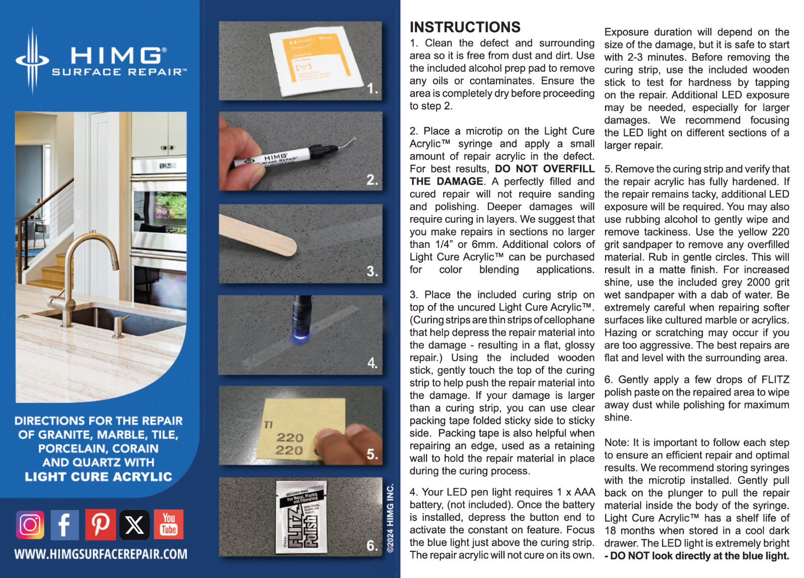 BLACK ACRYLIC REPAIR KIT – FOR GRANITE, MARBLE, TILE, QUARTZ. AND PORCELAIN