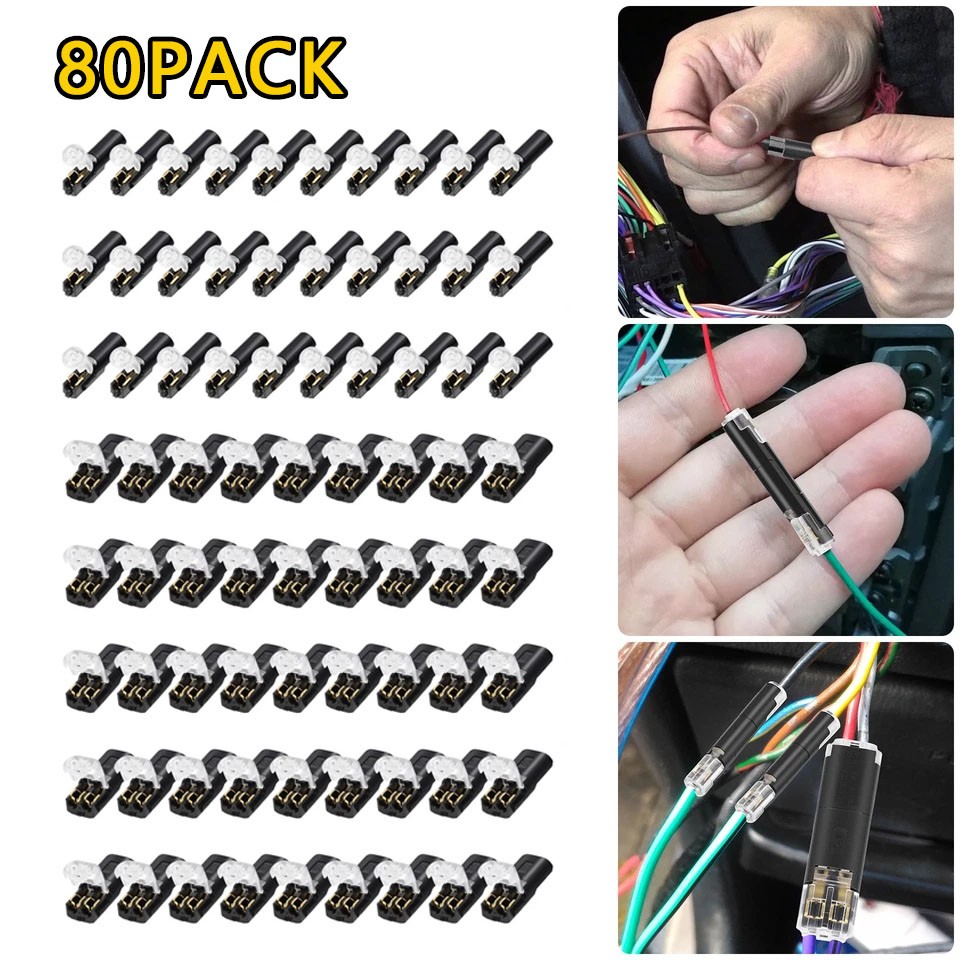 80 PCS Plug-In Quick Wire Connectors, Reusable Clamp Terminal Blocks for Cables.