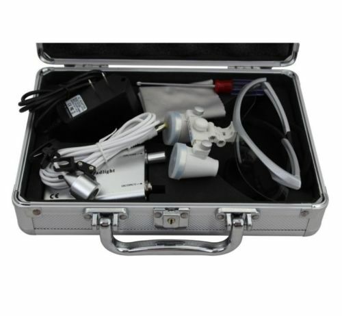 Dental Medical Surgical Binocular Loupe Magnifier Glasses + LED Head Light