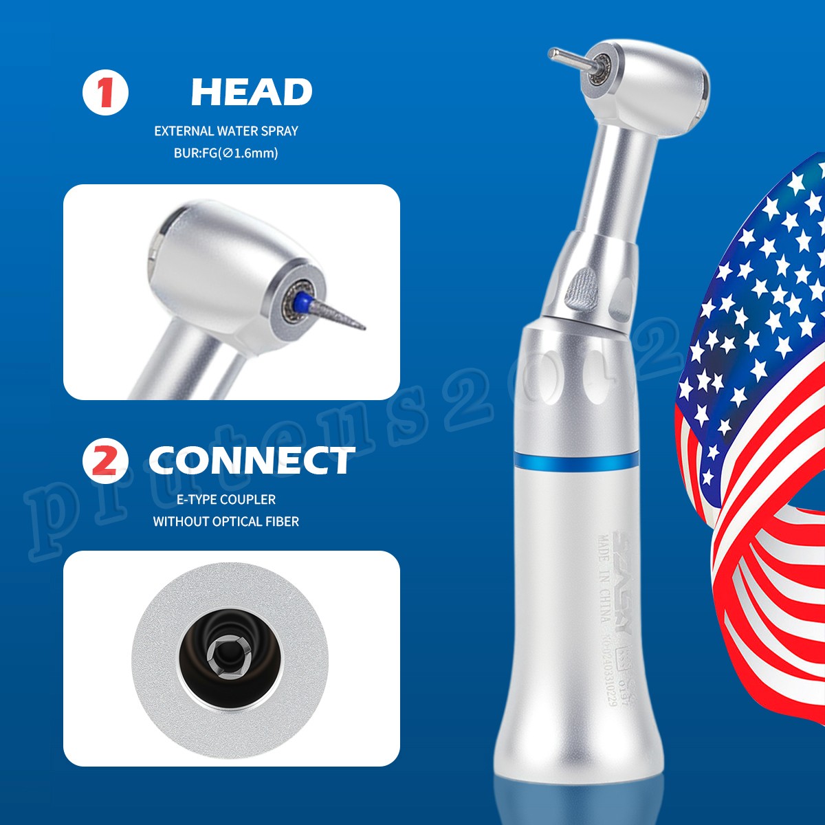 SEASKY Dental Contra Angle Handpiece FG 1.6mm E type Low Speed Push Button