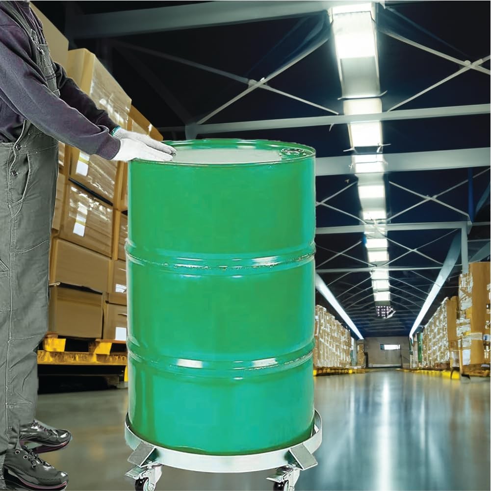55-Gallon Drum and Garbage Can Dolly – Heavy-Duty Metal Dolly with Cross Braces