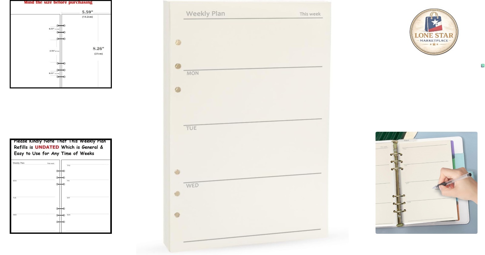 Undated A5 Planner Refills – 6-Ring Inserts for Daily and Weekly Organization