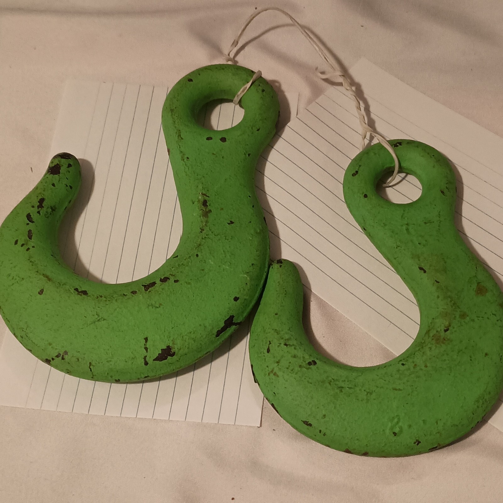 Lot of 2 Green Lifting Hooks, Unmarked Model, MPN Does Not Apply