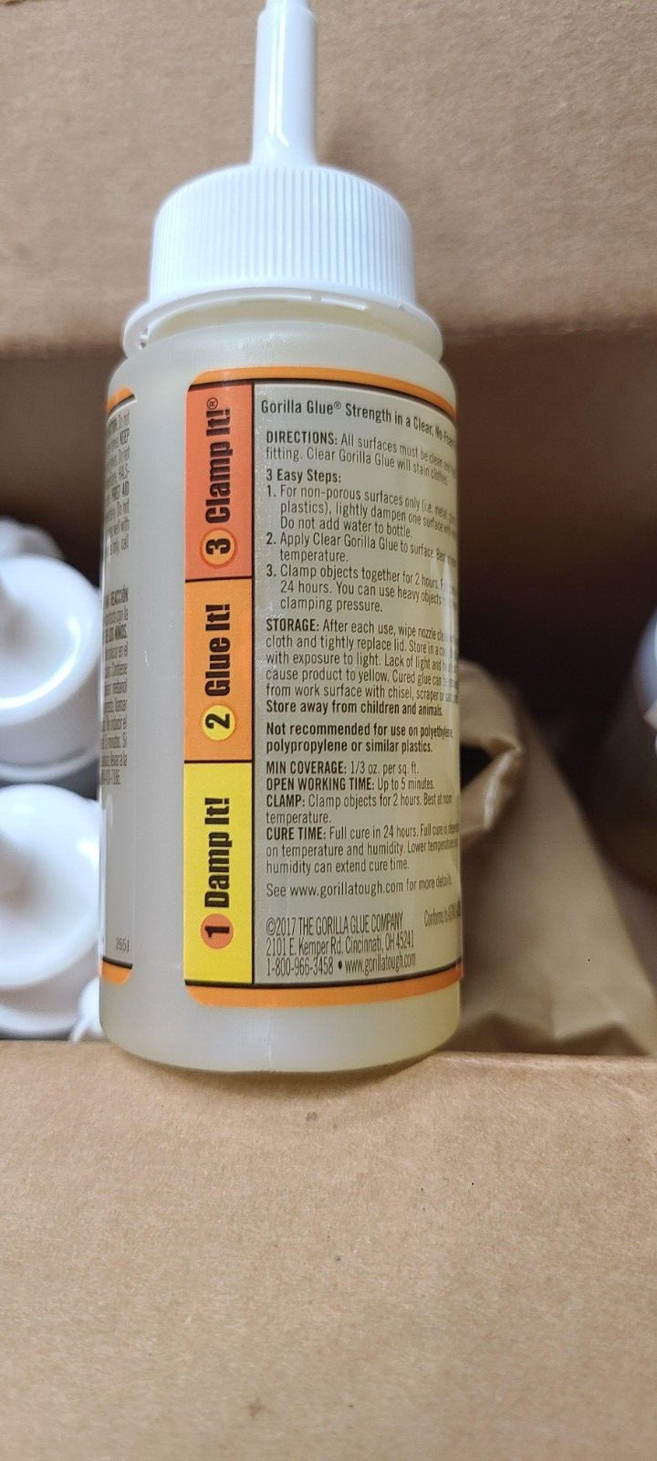 (2) Gorilla Glue 3.75 fl. oz Bottles Water Resistant Clear Gorilla Glue NO FOAM!