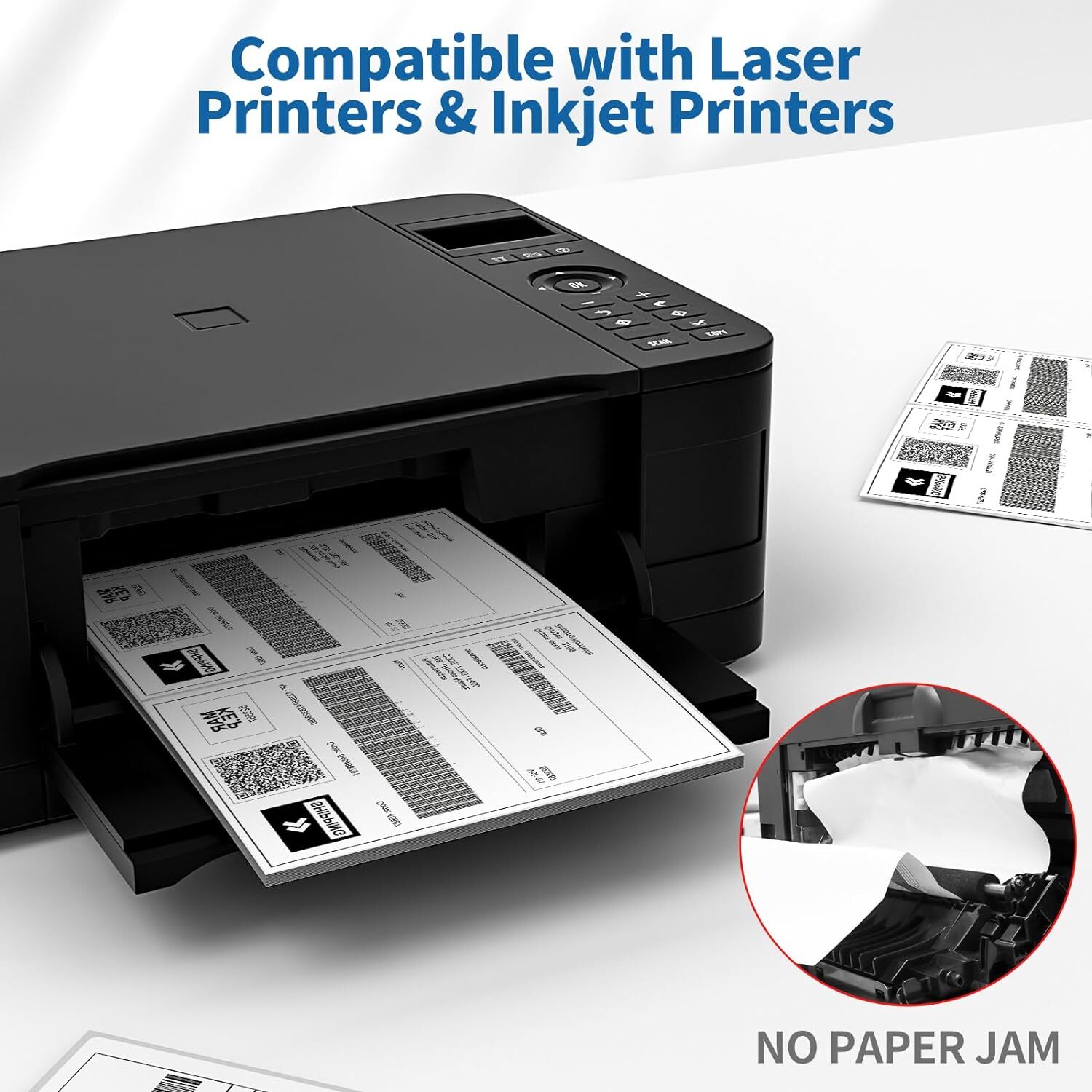 200 Half Sheet Shipping Labels 8.5″ x 5.5″ Self Adhesive Matte White 2 Per Sheet