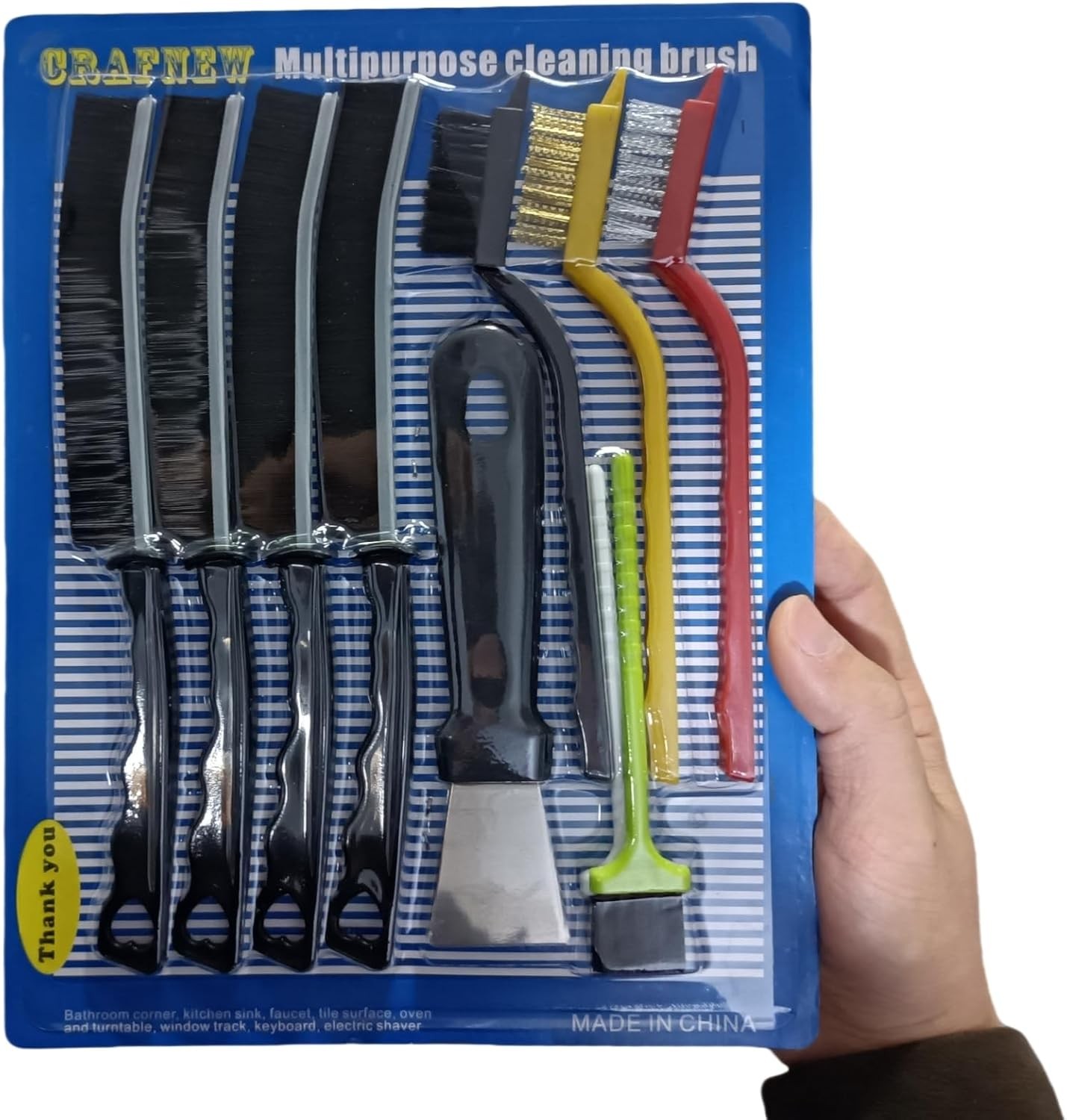 10-Piece Gap Cleaning Brush Set for Small Spaces, Hard Bristle Cleaning Tools fo