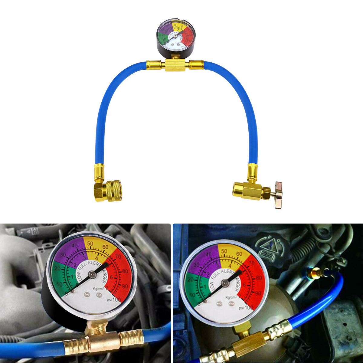 Self-Sealing R134A Refrigeration Recharge Hose Kit AC Charge Hose w/Gauge US
