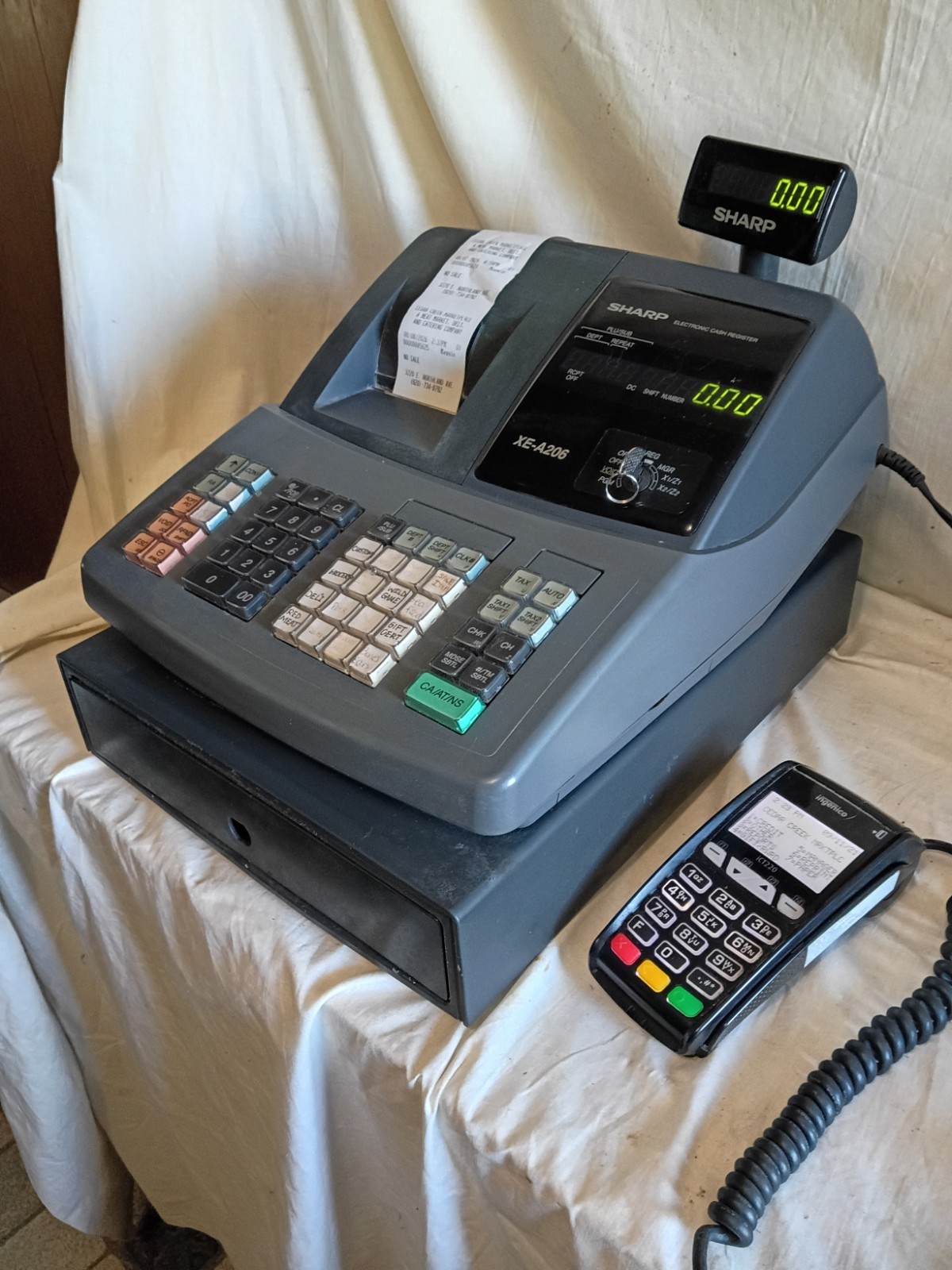 Sharp Cash Register XE-A206 With Ingenico Card Reader Printer ICT220 Free…