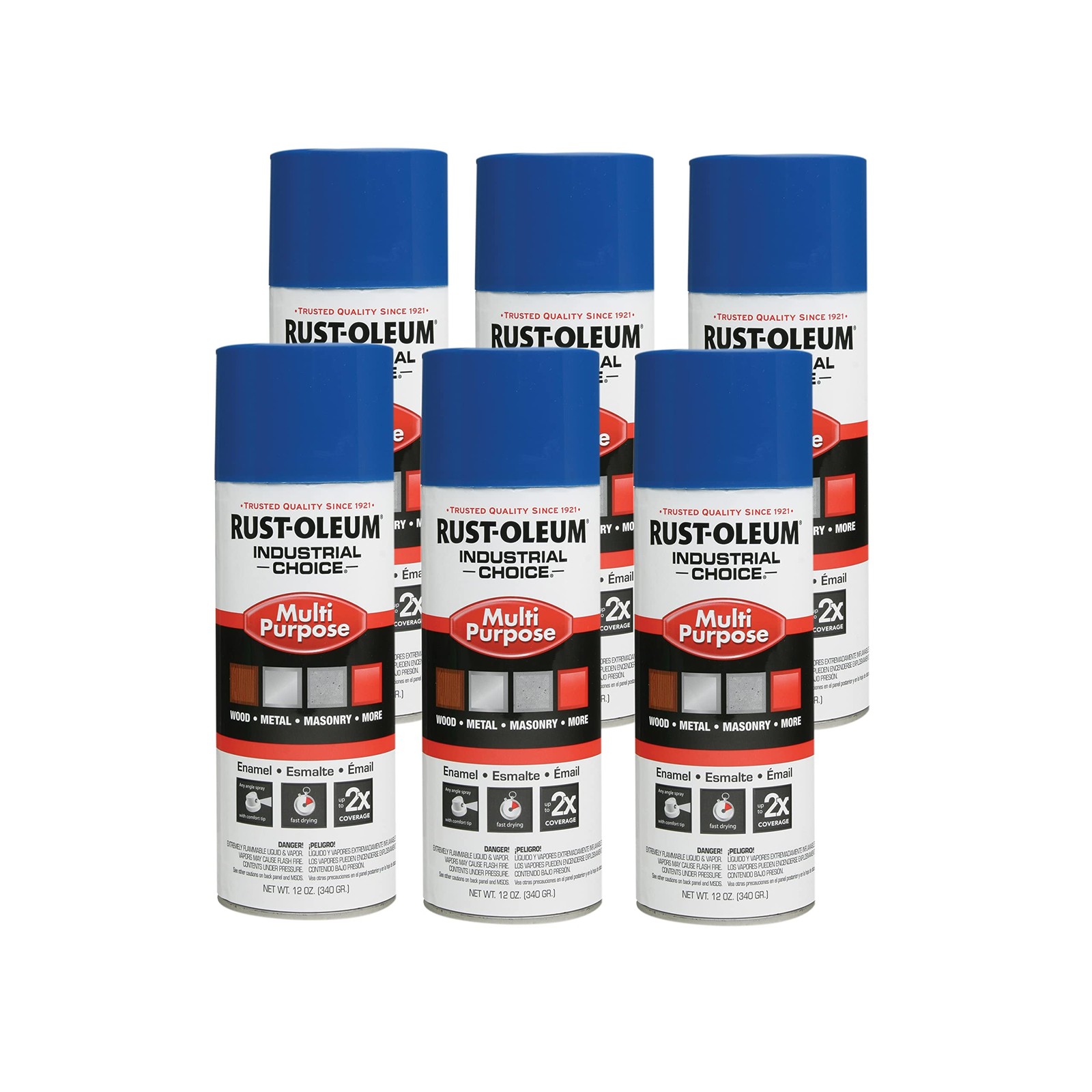 Rust-Oleum 1626830-6PK Industrial Choice 1600 12 Count (Pack of 6), True Blue
