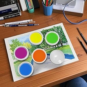 2 Pack Ceramic Watercolor Palette, 5 Layers Stackable Watercolor Mixing Trays