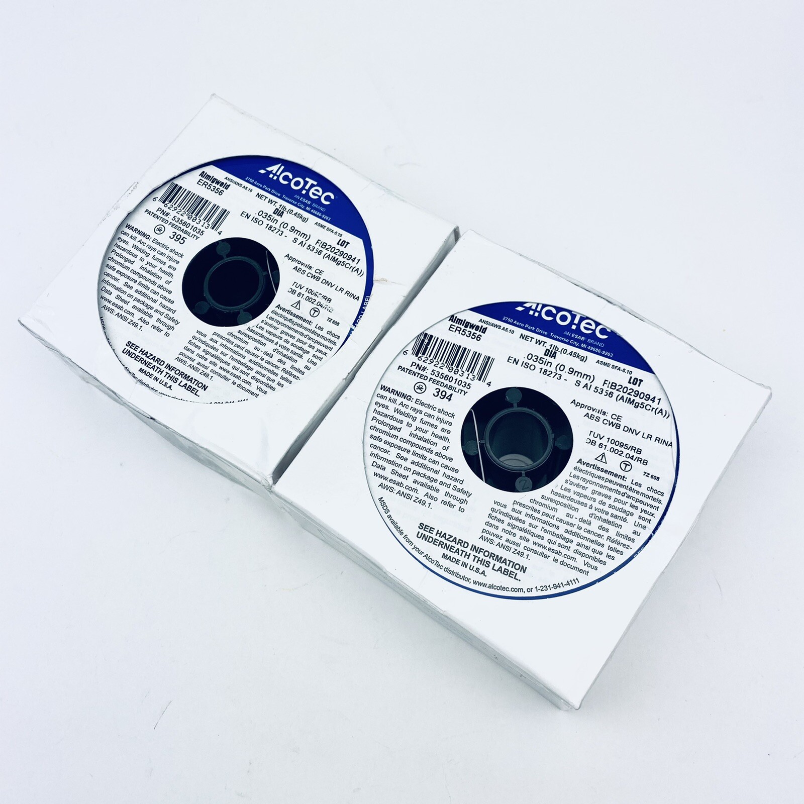 LOT OF 2 ALUMINUM ALMIGWELD ER5356 MIG WELDING WIRE 0.035 (0.9mm), 1LB
