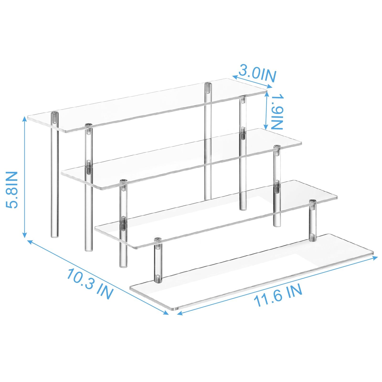 HENABLE 4 Tier Acrylic Perfume Organizer Stand, Clear Display Risers for