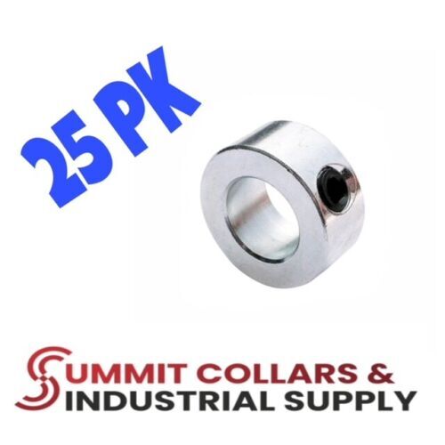 SOLID SET SCREW SHAFT COLLARS, ZINC 1/8 ID to 3″ ID, YOU PICK size and quantity