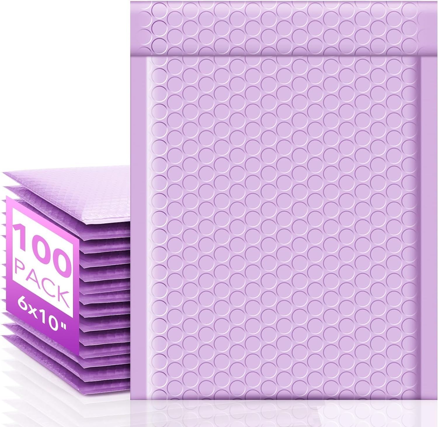 100 Pack Poly Bubble Mailers 6×10″ Padded Envelope Mailing Bags #0 Light Purple