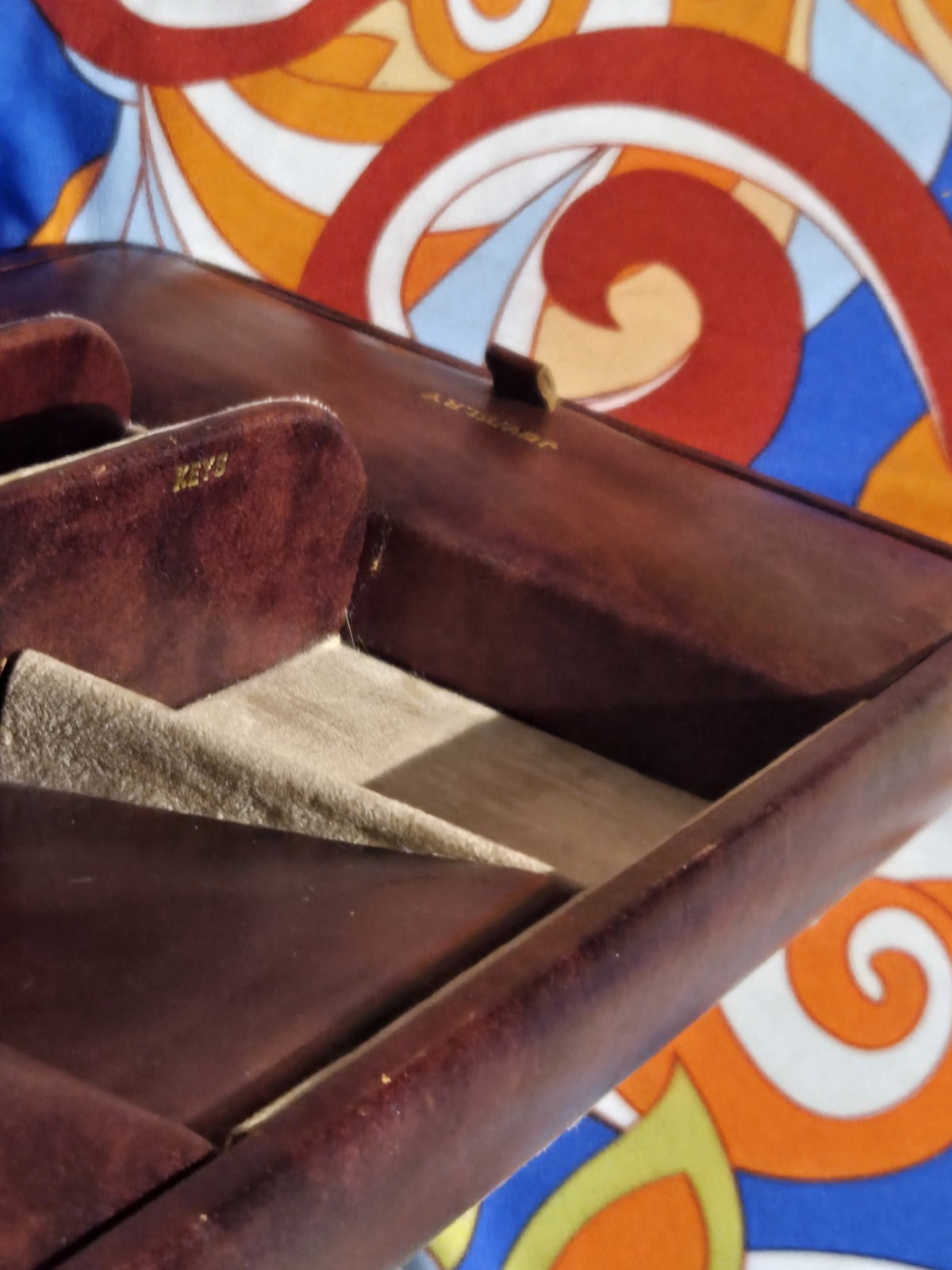 Handmade English Leather Valet Tray for Scully & Scully NY – Vintage 13×7