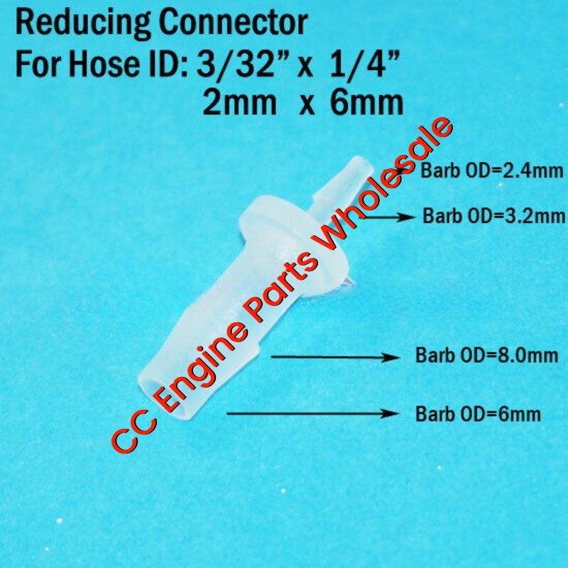 3/32″ x 1/4″ in 2mm to 6mm Plastic Straight Hose Barb Fitting Connector Reducer