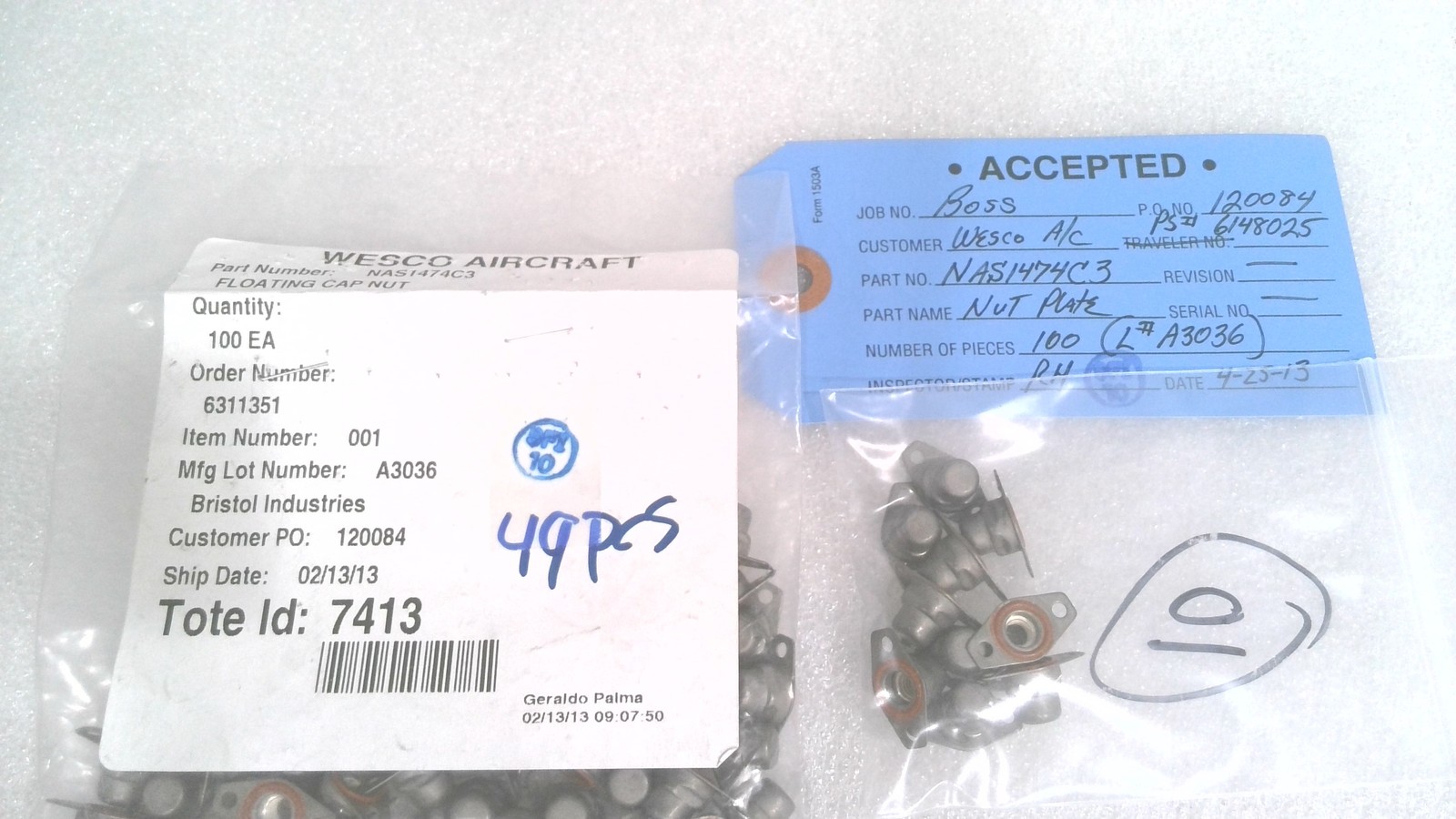 MILITARY STANDARDS NAS1474C3 NUT PLATE