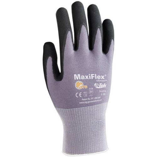 34-874 MaxiFlex Ultimate Micro Foam Nitrile Grip Coated PROTECTIVE WORK GLOVES