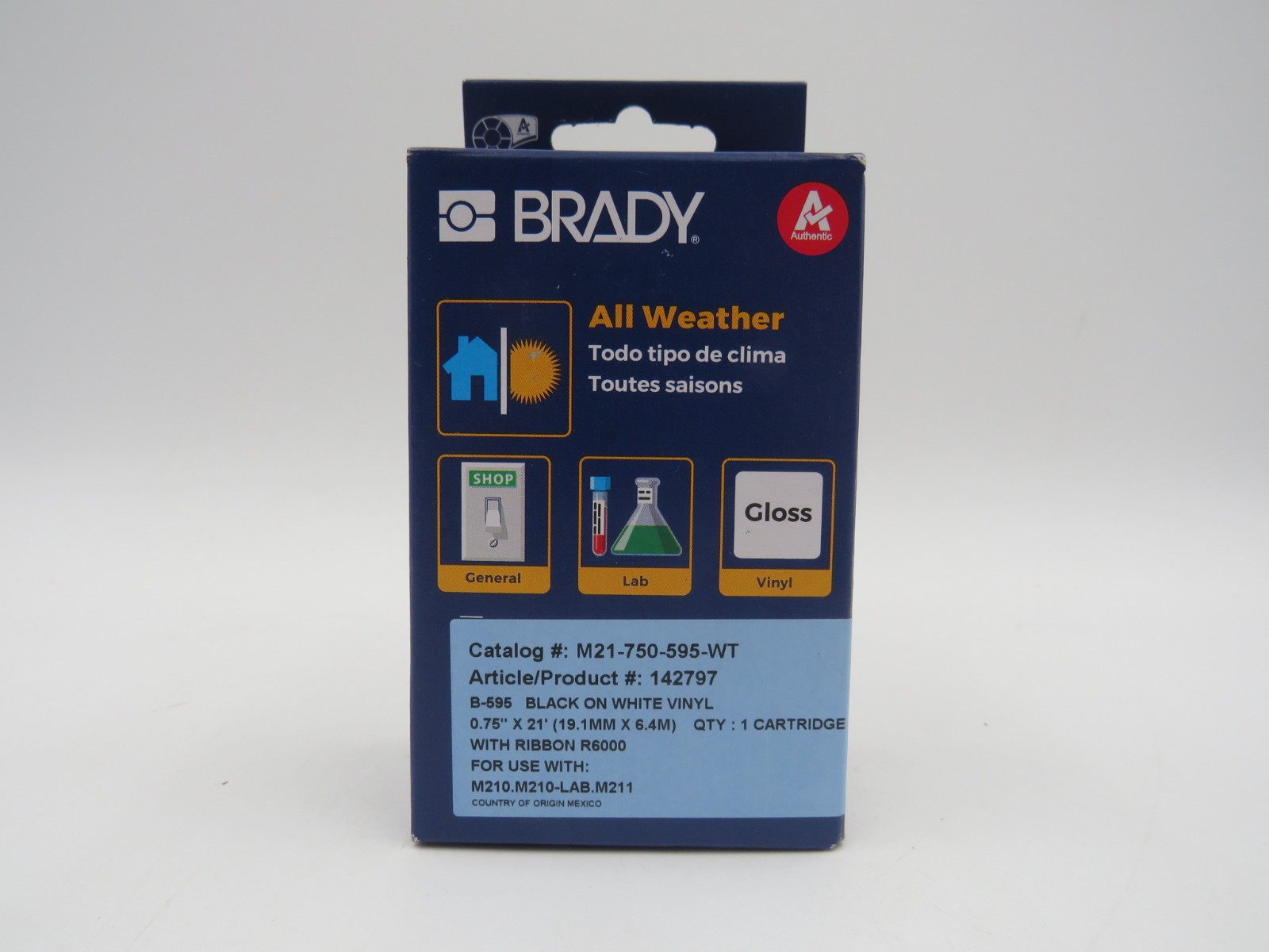 Brady 142797 Labels Sign Printable Label Vinyl Gloss Black and White 75″x21″ NEW