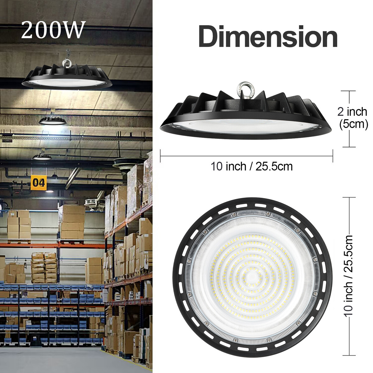 10Pack 200W UFO Led High Bay Light Commercial Industrial Factory Warehouse Light