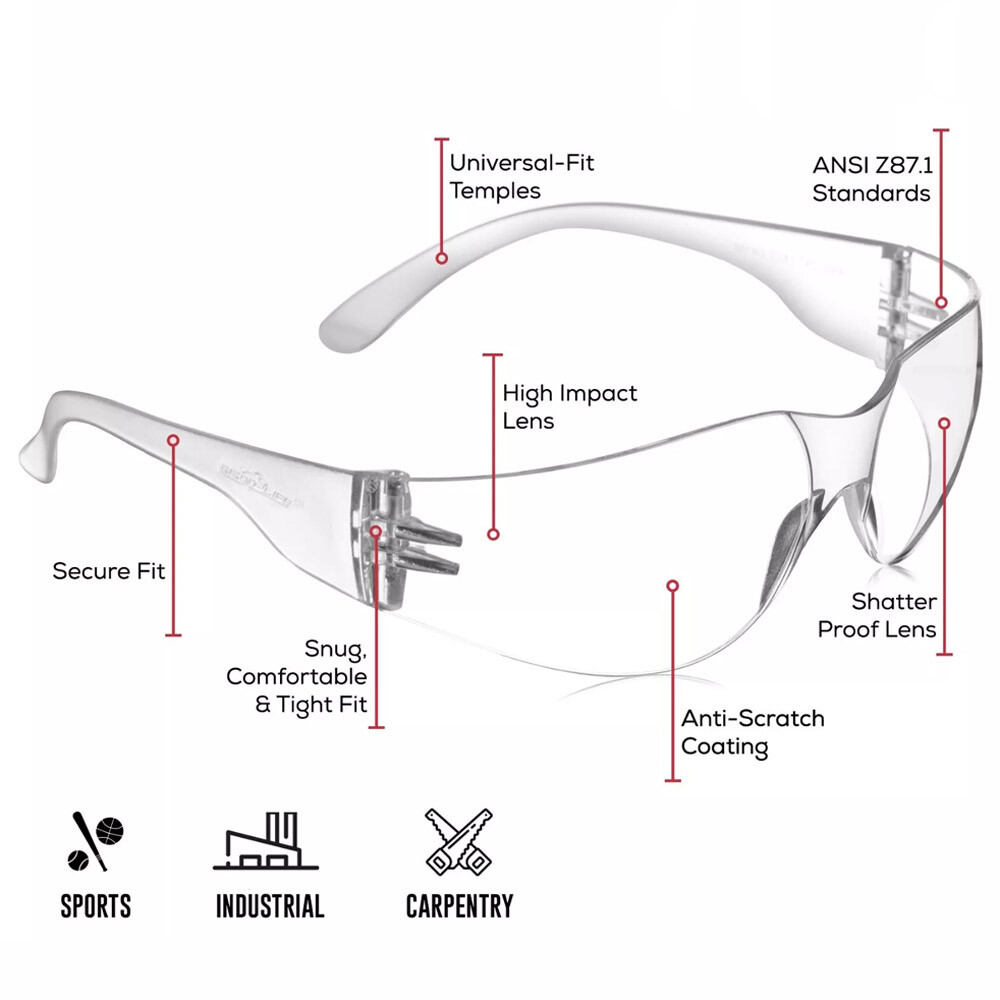 12 Pack Pair Safety Glasses Protective Clear Lens Eyewear Anti Scratch Work UV