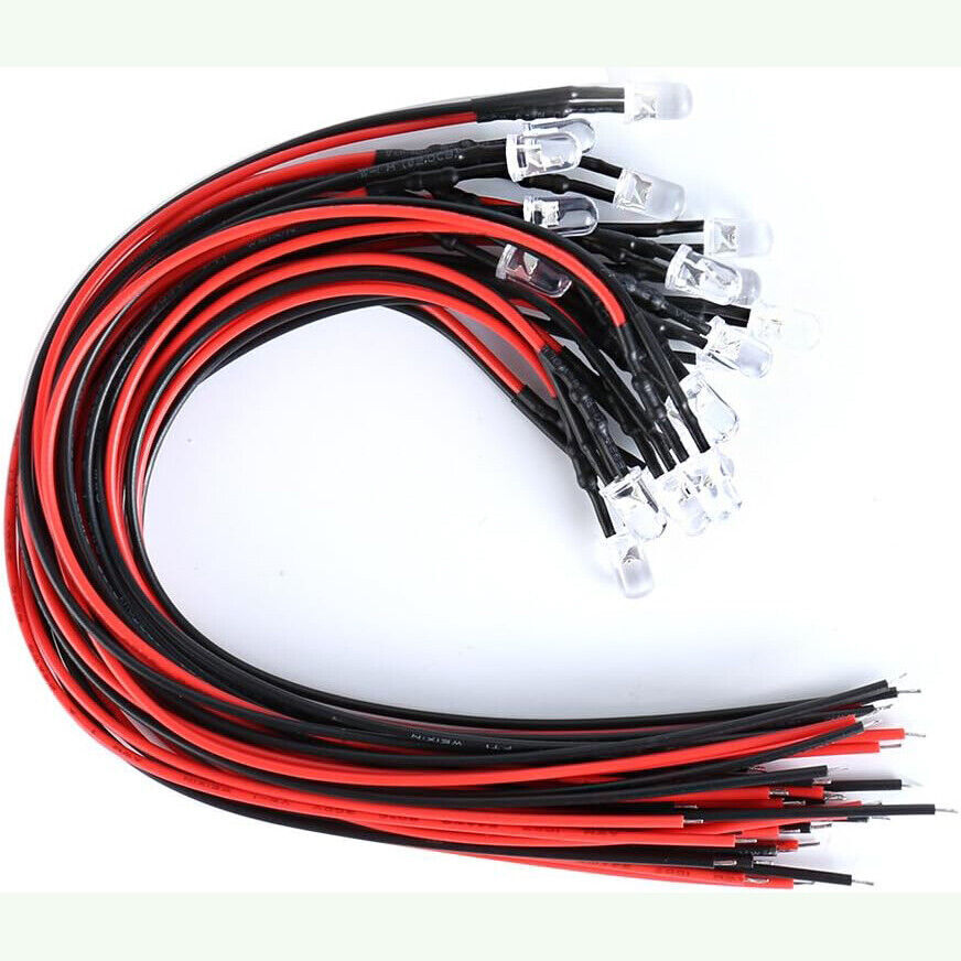 10PCS 3mm Pre Wired DC 5V-12V Micro LED Lights Emitting Diodes Mini Bulbs Lamp