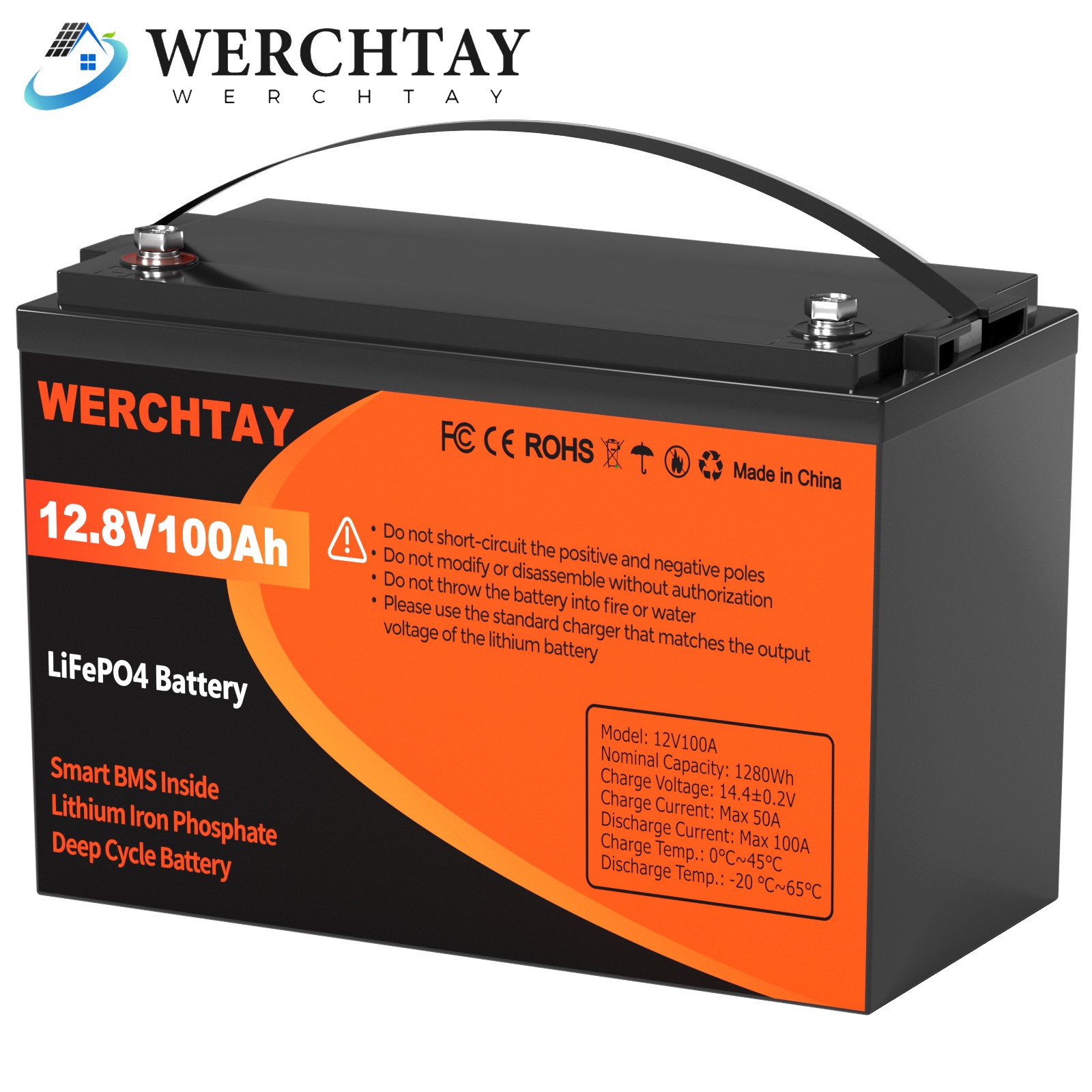 12V 100Ah LiFePO4 Battery Lithium 15000+ Cycles BMS for RV Solar Marine Off Grid
