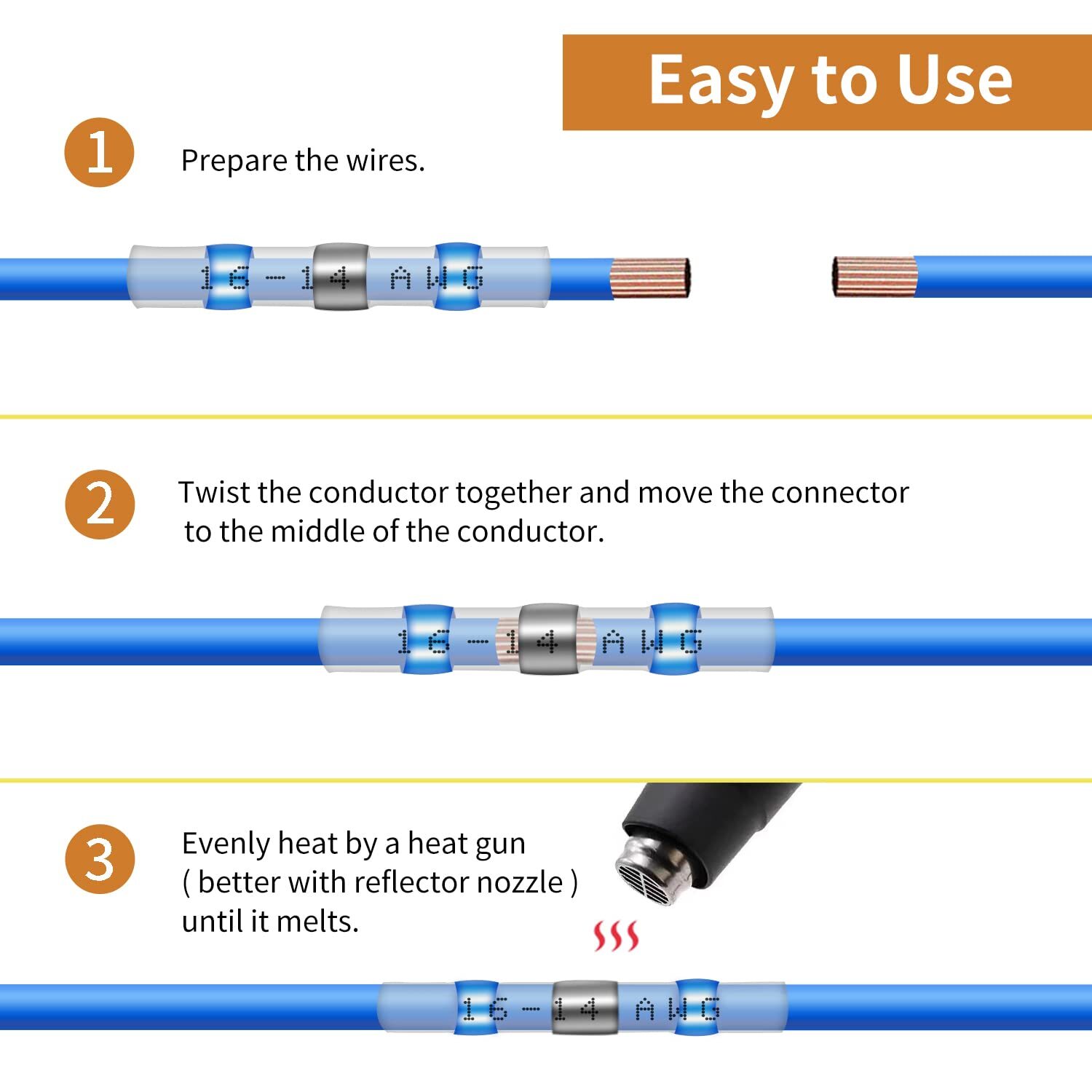 100-1000 Solder Seal Sleeve Terminal Waterproof Heat Shrink Butt Wire Connectors