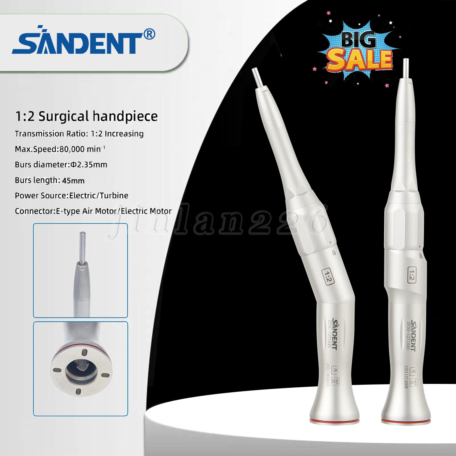 Dental Surgical Straight Handpiece 1:1 1:2 Oral Surgery 20 Degree External /Nose