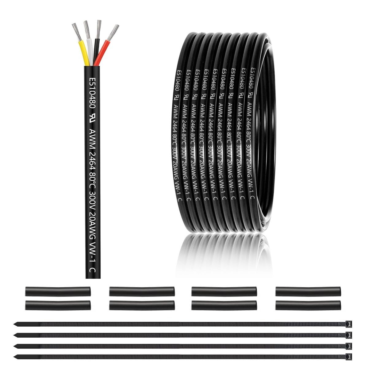 20 Gauge 4 Conductor Electrical Wire 25FT UL 2464 20 AWG 4 Wire Cable Tinned …