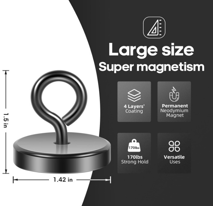 Large Fishing Magnets strong Neodymium super Rare Earth Magnet hooks 150-1600Lbs