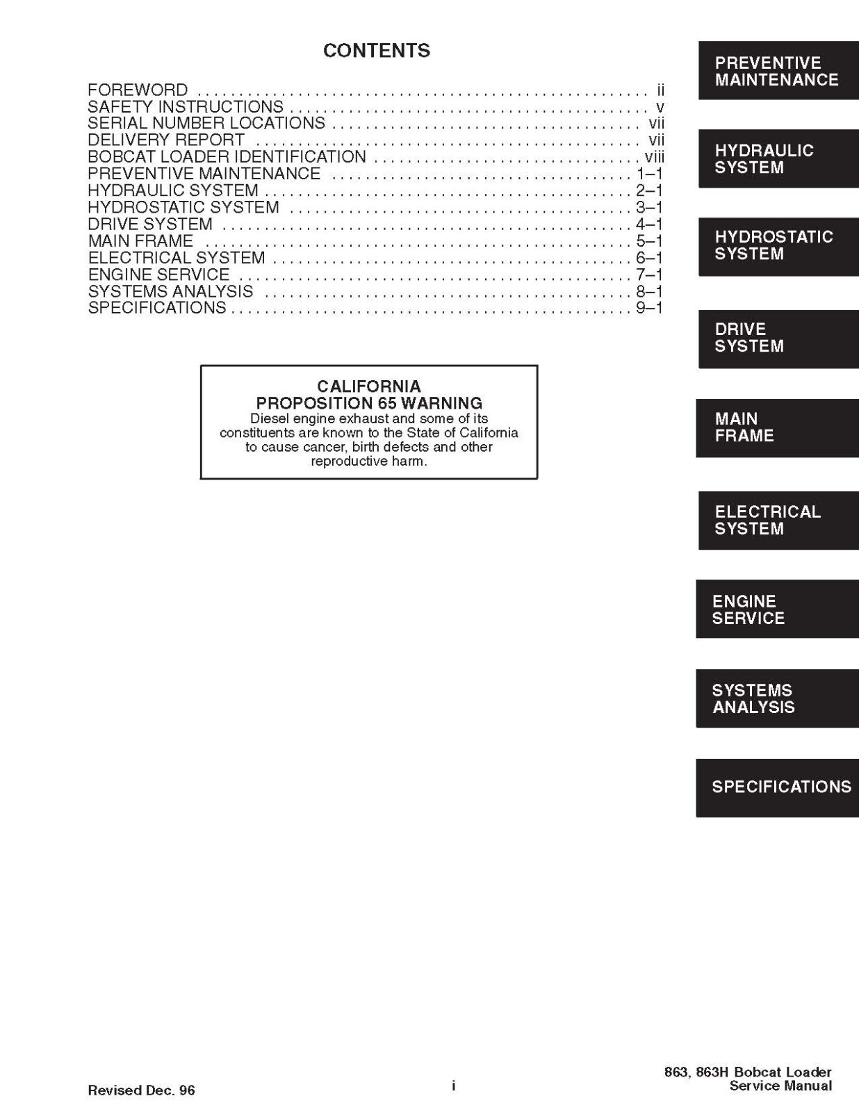 Bobcat 863 Skid Steer Loader Workshop Service Shop Repair Manual 6724799