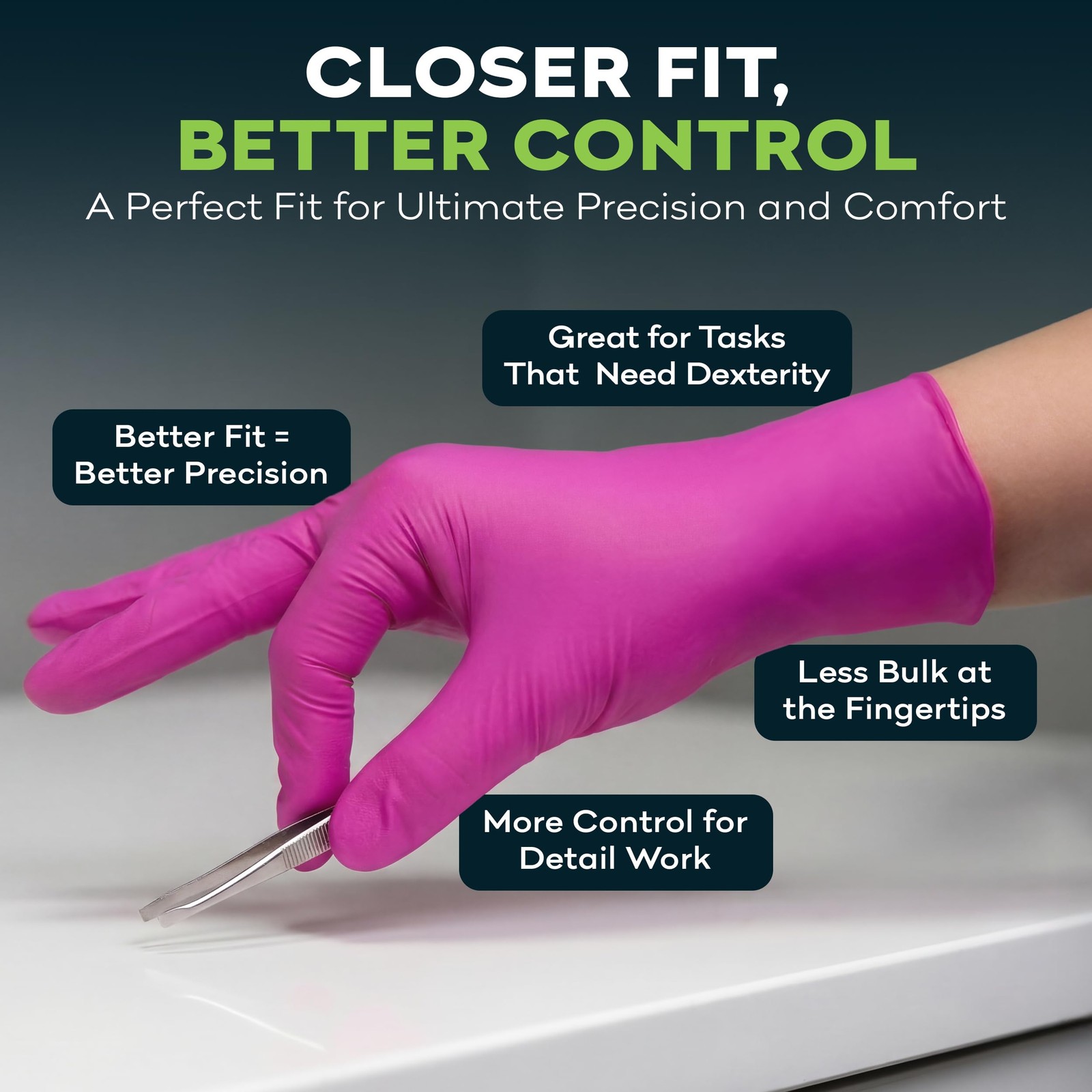 Fuchsia Hot Pink Nitrile Disposable Gloves 50 Count 3 Mil Nitrile Gloves Me…