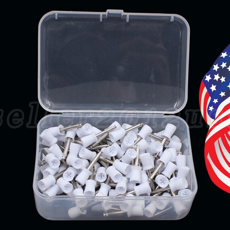 100pcs Dental Tooth Prophy Polishing Cups Latch Type Rubber Polish Polisher US