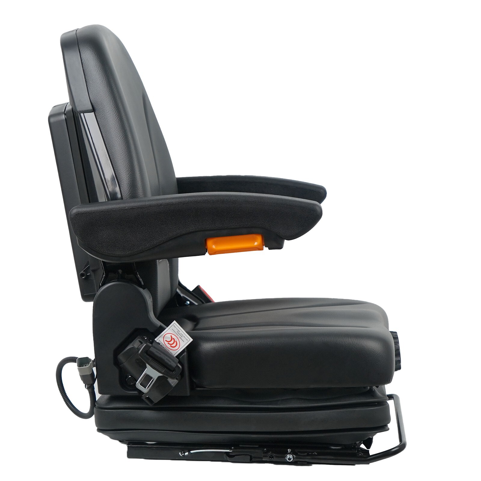Forklift/Tractor Suspension Replacement Seat w/Adjustable Armrest. Black. TSKL10
